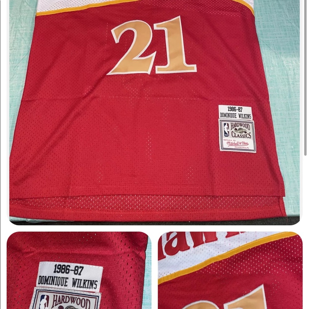 Nwt Adult Large Dominique Wilkins Mitchell Ness 86 87 Jersey Atlanta Hawks Red